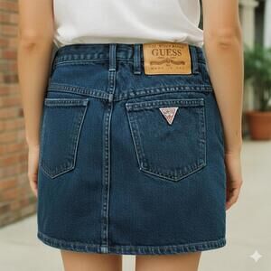 Vintage 1990's Dark Blue Denim Guess Skirt size 27